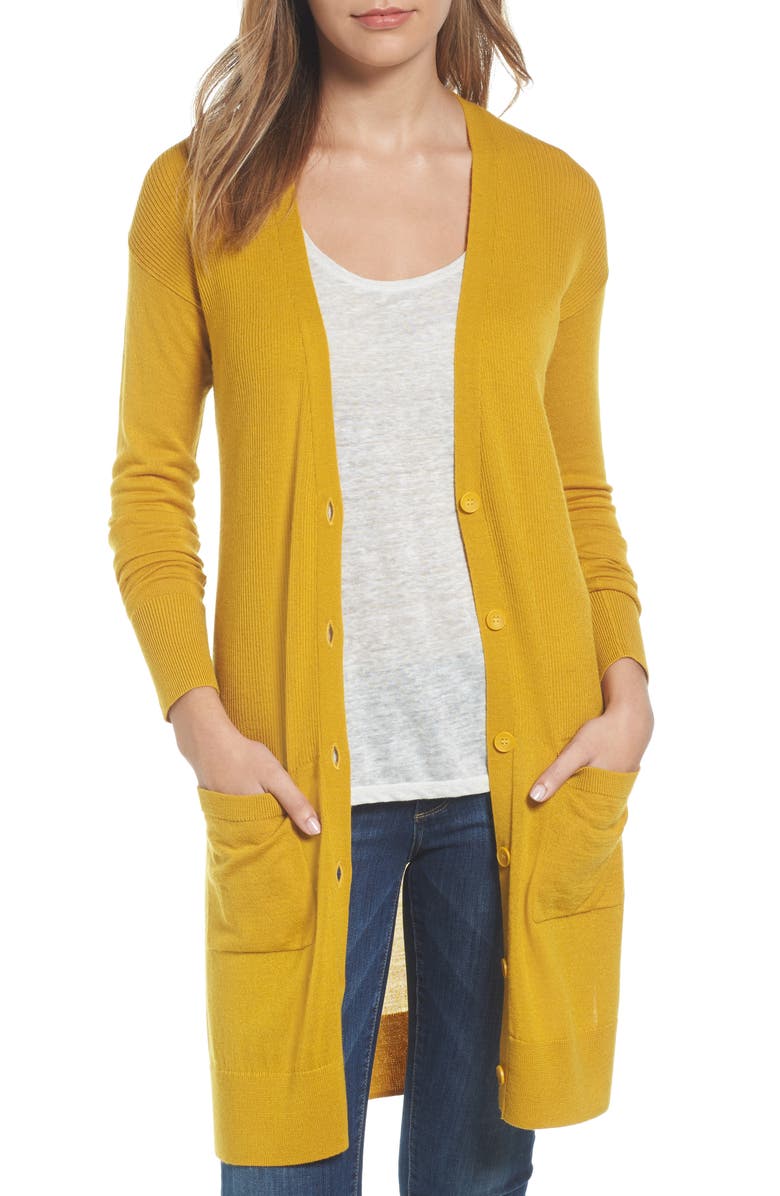 Halogen<sup>®</sup> Rib Knit Wool Blend Cardigan, Main, color,