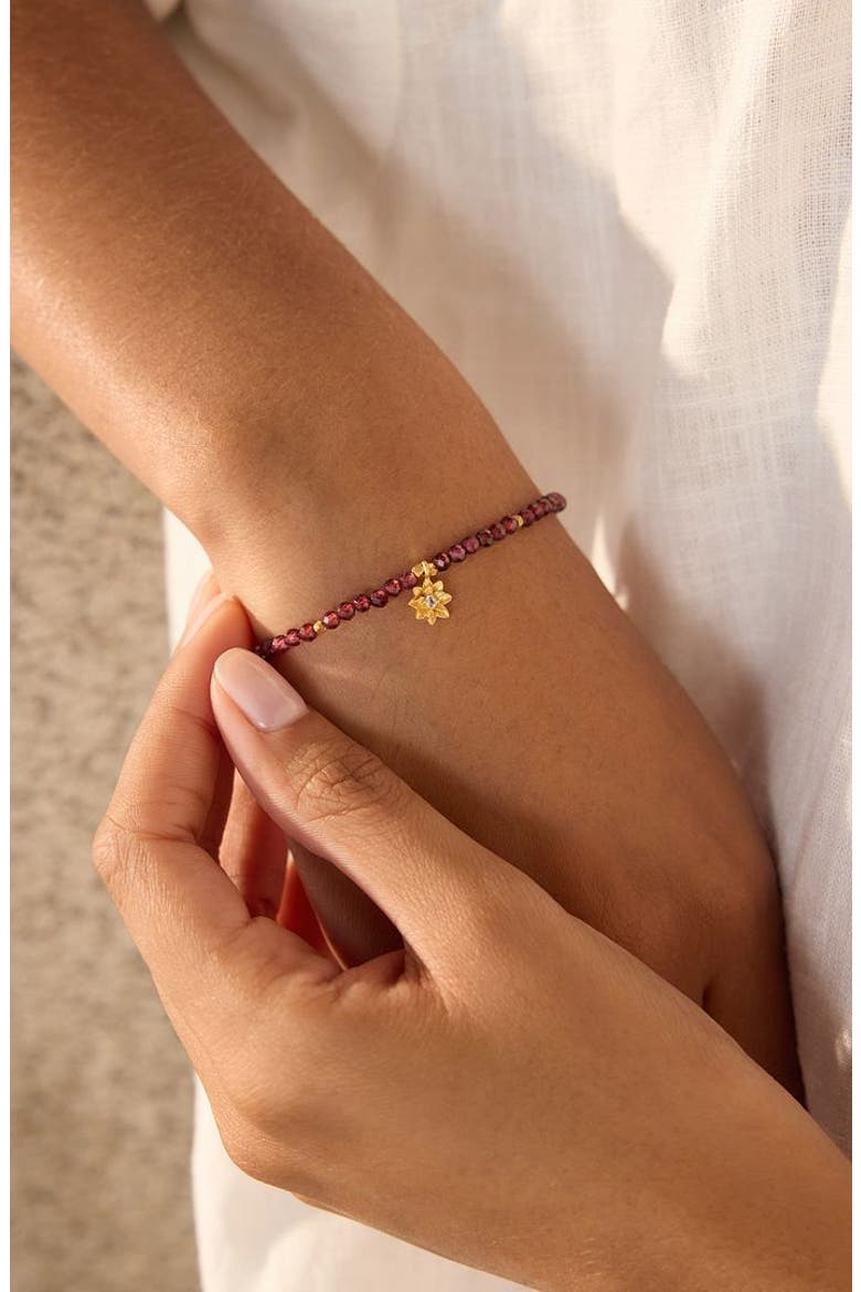 Red Garnet Lotus January Birthstone Bracelet, Alternate, color, Red