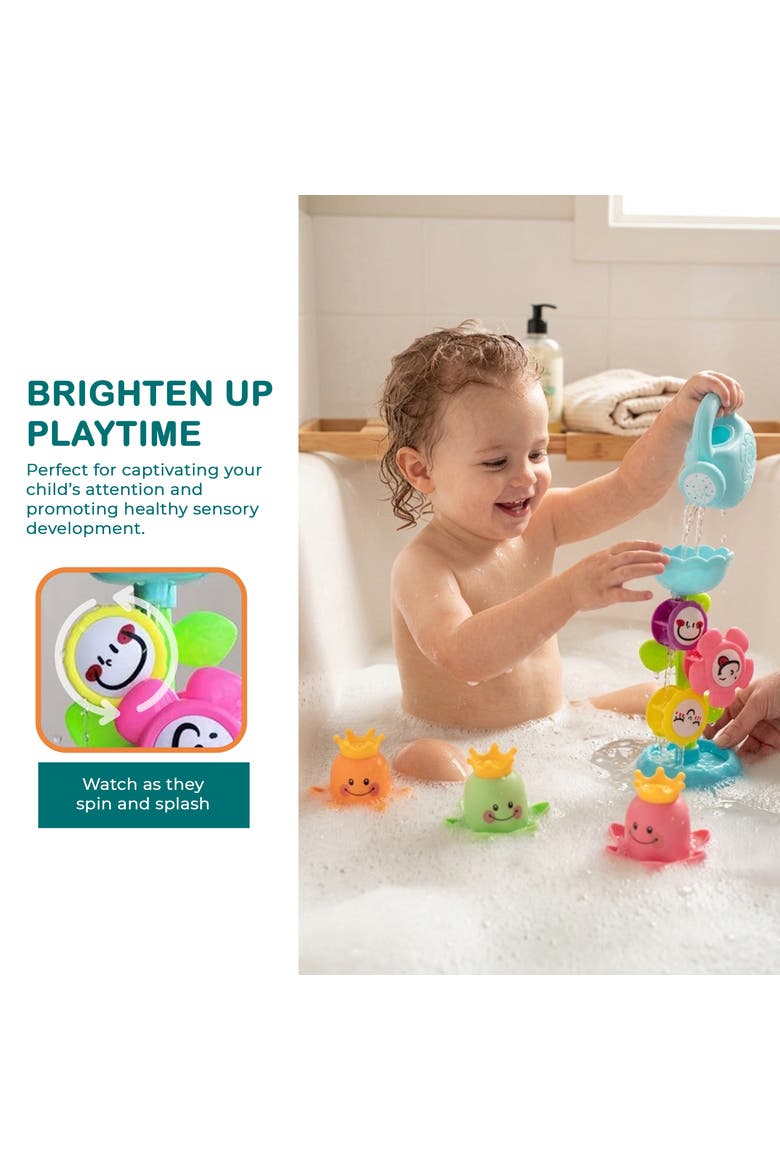 Flower Waterfall Suction Bath Toy Set, Alternate, color, Multicolor