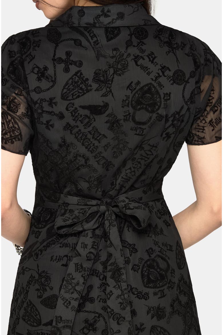 Sanct Flocked Chiffon Midi Dress, Alternate, color, Black