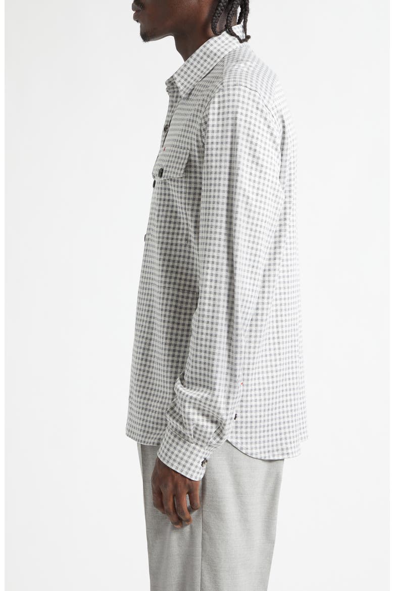 Check Silk & Cotton Button-Up Overshirt, Alternate, color, WHITE