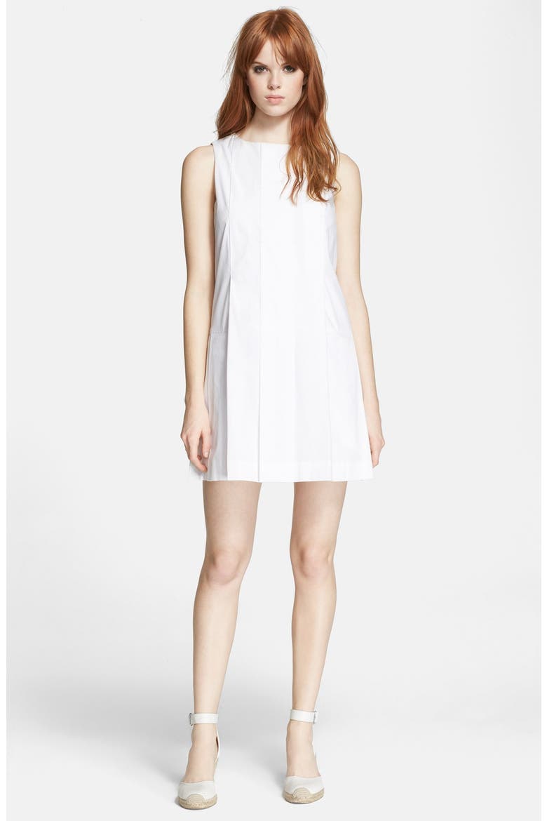 Pleated Shift Dress, Main, color, WHITE