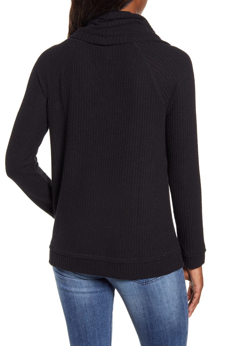 Caslon<sup>®</sup> Cowl Neck Waffle Knit Top, Alternate, color,