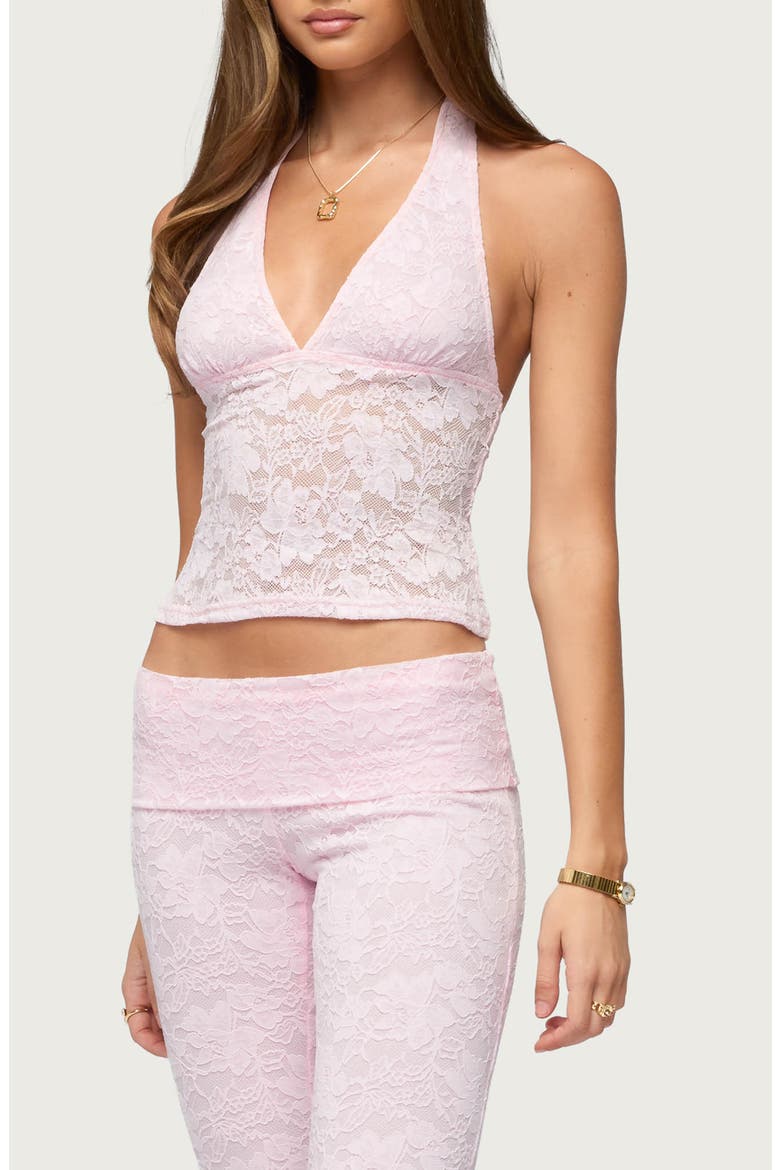 Talisa Lace Crop Halter Top, Main, color, LIGHT-PINK