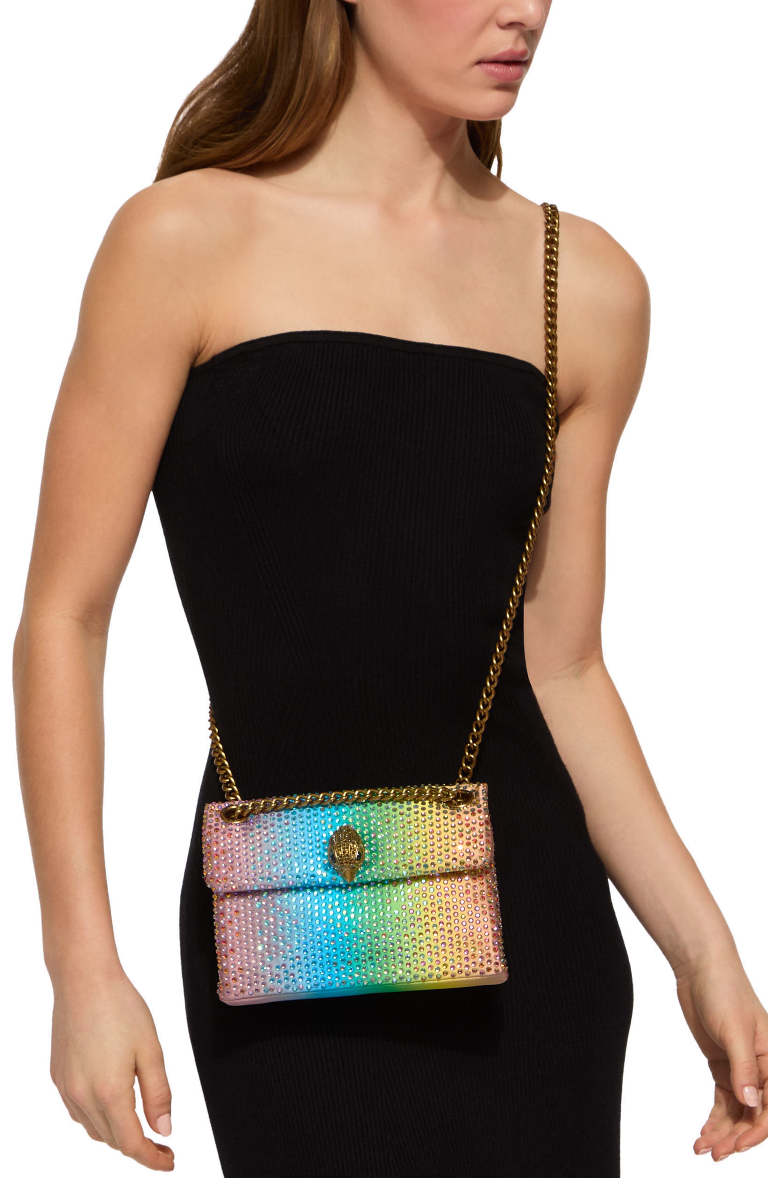 Kurt Geiger London Mini Kensington Fabric Convertible Crossbody Bag, Alternate, color, Pink/ Open Miscellaneous