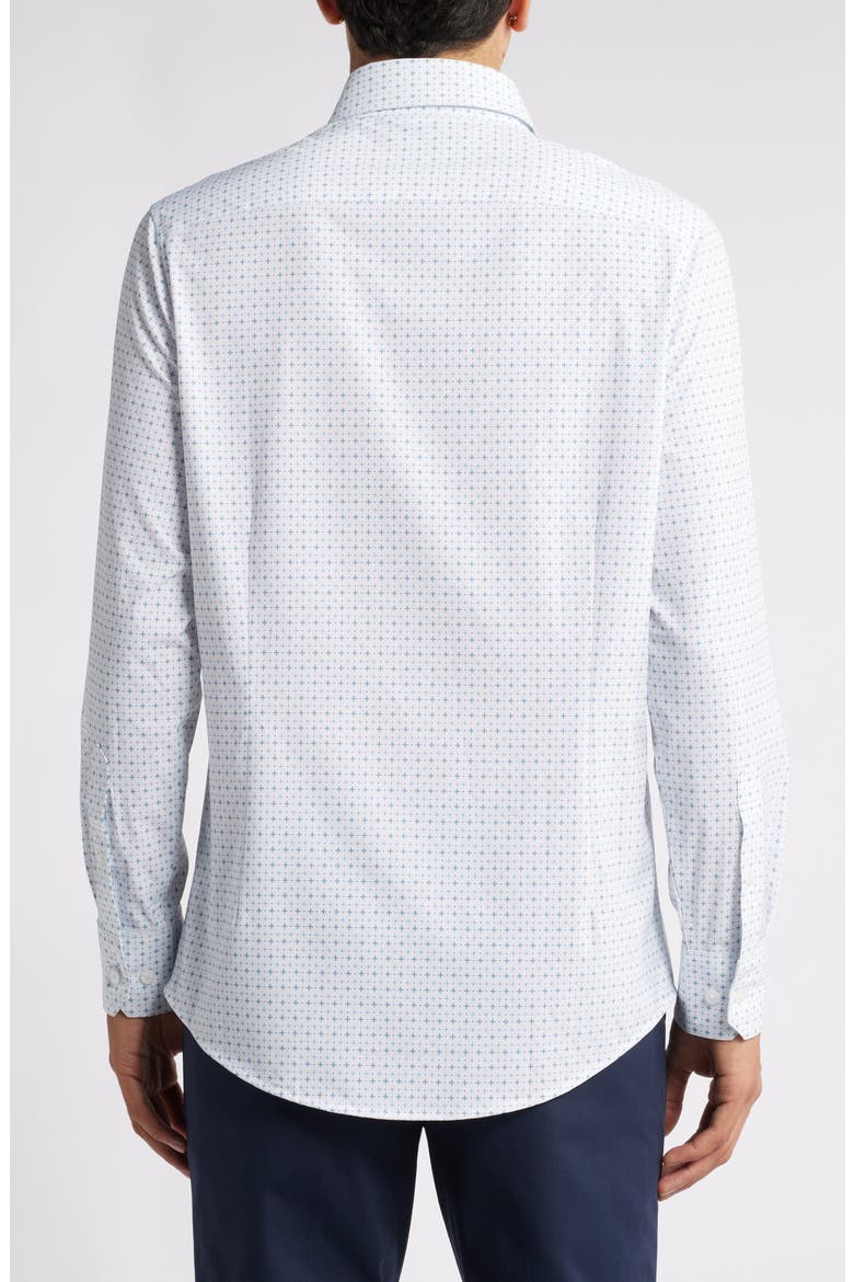 Leeward Trim Fit Print Performance Button-Up Shirt, Alternate, color, WHITE HATCH MARK