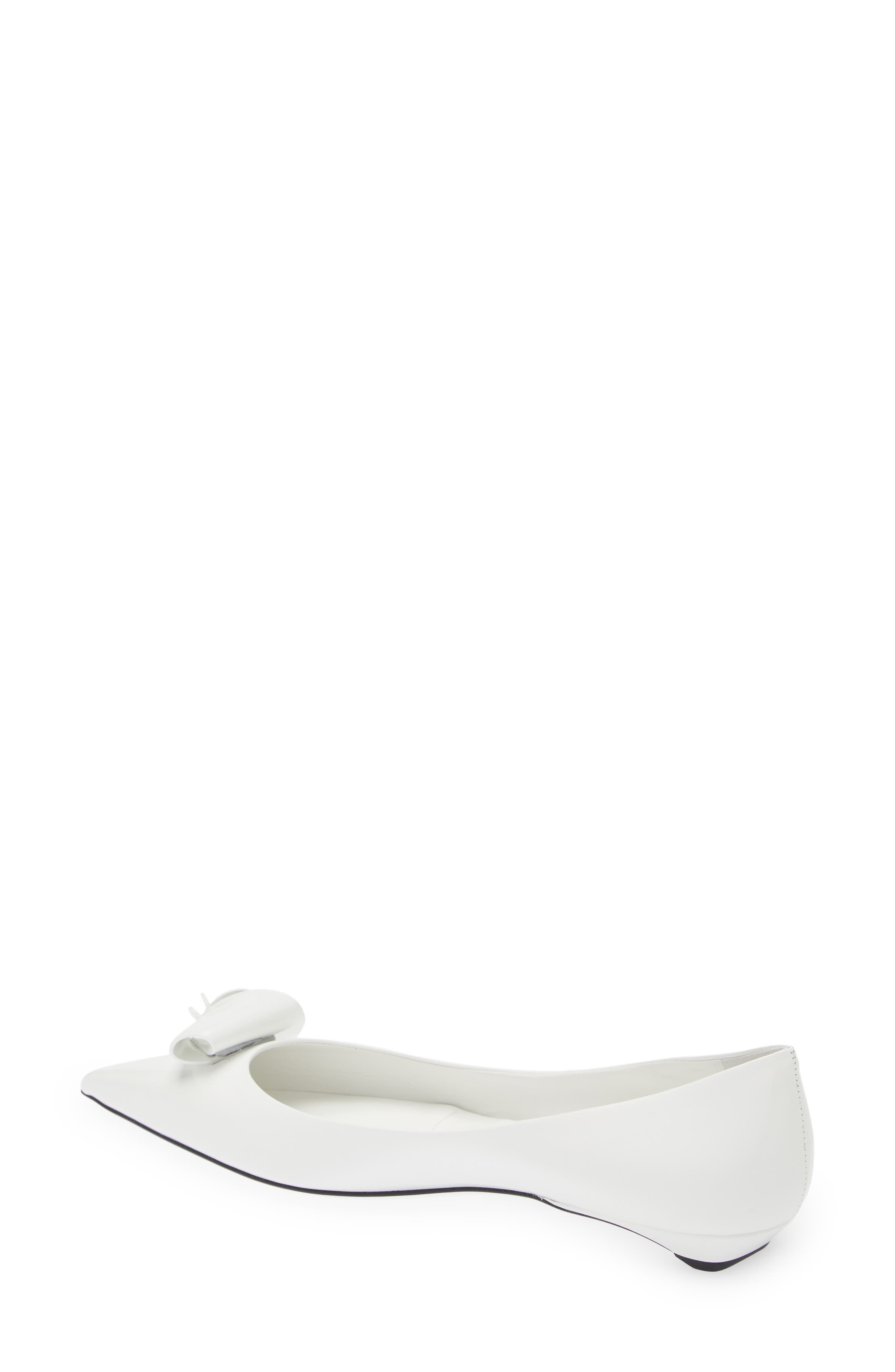 Loop Bouquet Pointed Toe Flat, Alternate, color, WHITE