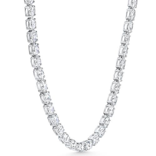 Bliss Diamond 53 Ct Tw Oval Diamond Tennis Necklace 17" 14k Gold Lab Grown In 14k White Gold