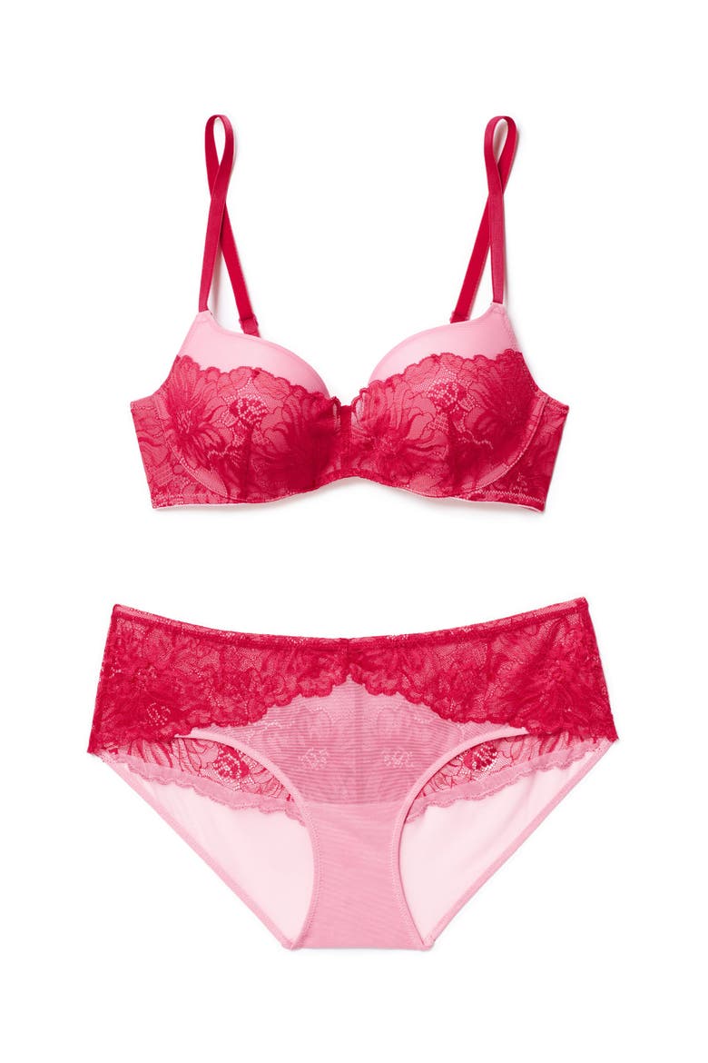 Cyla Push Up Plunge Bra, Alternate, color, Medium pink