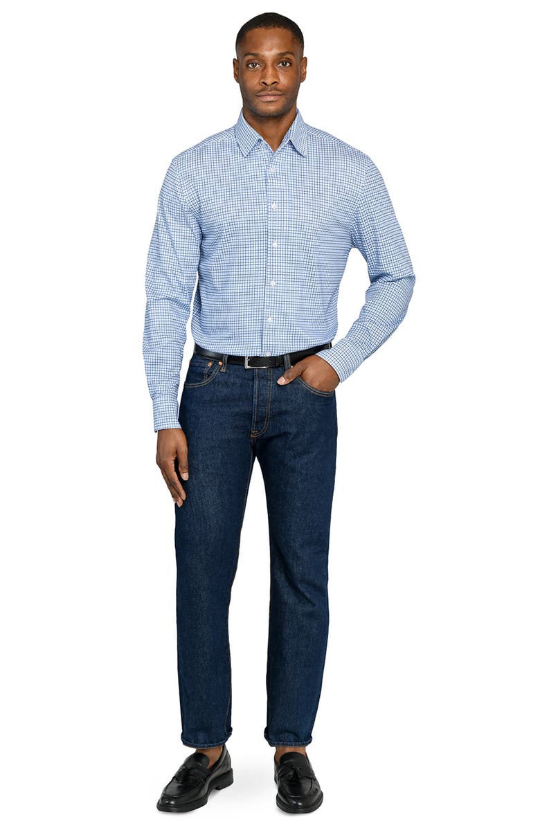 Brooklyn Brigade Plaid Print Knit Long Sleeve Basic, Alternate, color, White/Blue