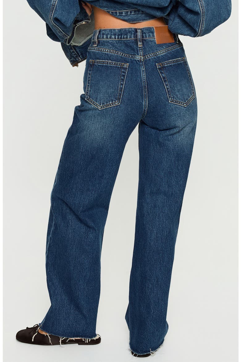 Fawcett High Waist Raw Hem Straight Leg Jeans, Alternate, color, BLUE