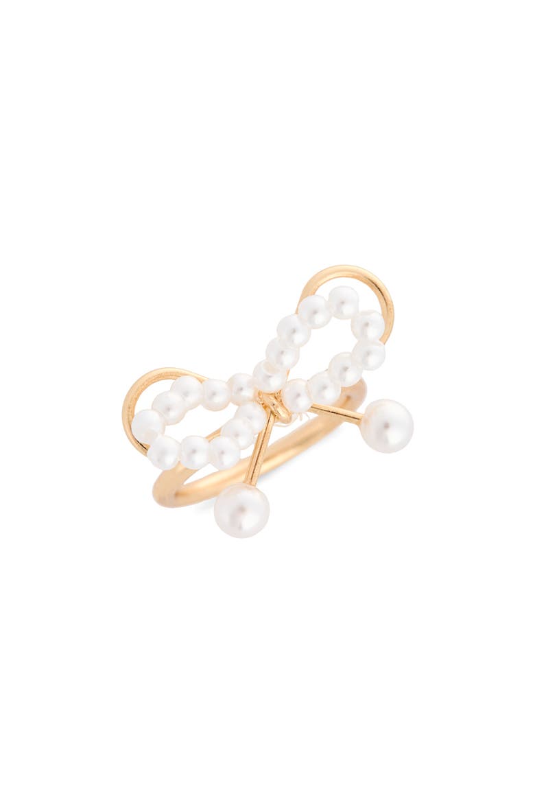 Pretty Faux Pearl Ring, Main, color, GOLD- WHITE