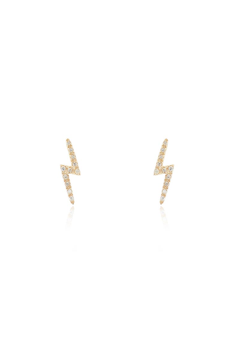 Diamond Lightning Bolt Stud Earrings, Main, color, Yellow Gold