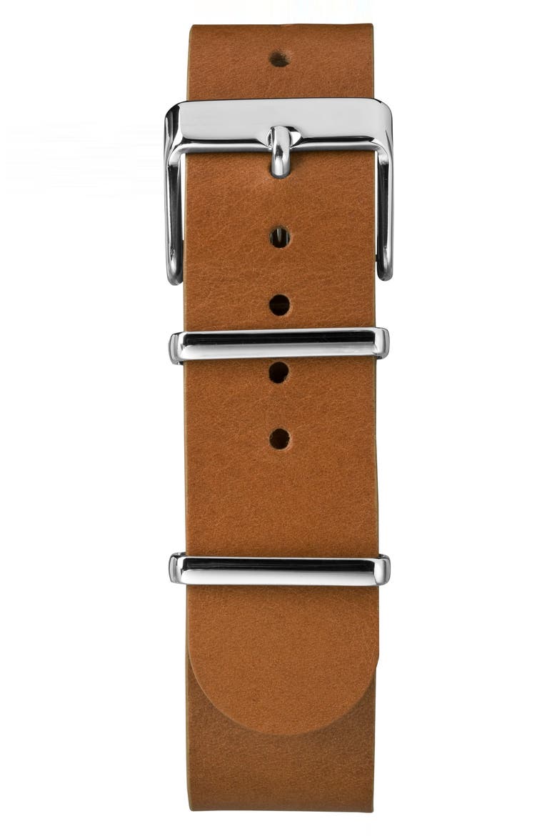 Fairfield Leather Strap Watch, 41mm, Alternate, color, BROWN/ BLUE/ SILVER