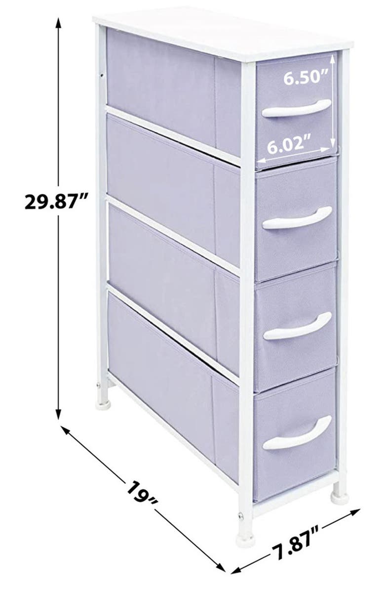 SORBUS 4 Drawer Narrow Chest Dresser, Alternate, color,