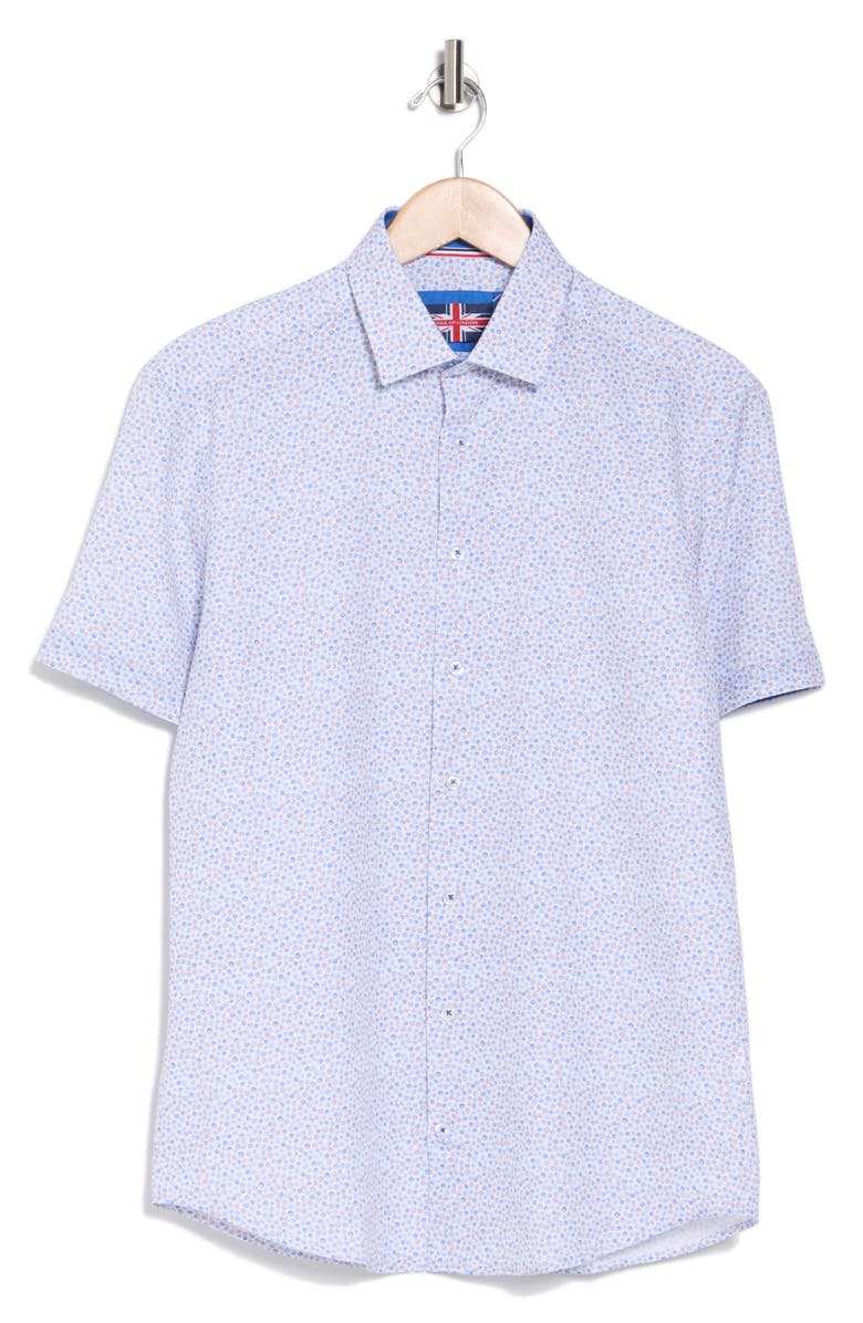 SOUL OF LONDON Short Sleeve Stretch Button-Up Sport Shirt, Alternate, color, White/ Blanc