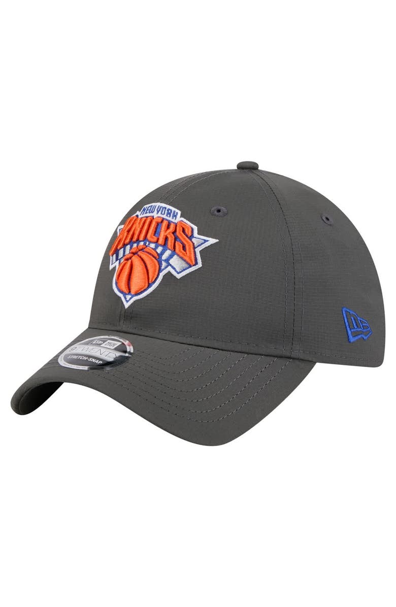 New Era Men's New Era Charcoal New York Knicks Active Ripstop 9TWENTY Adjustable Hat, Main, color, 
