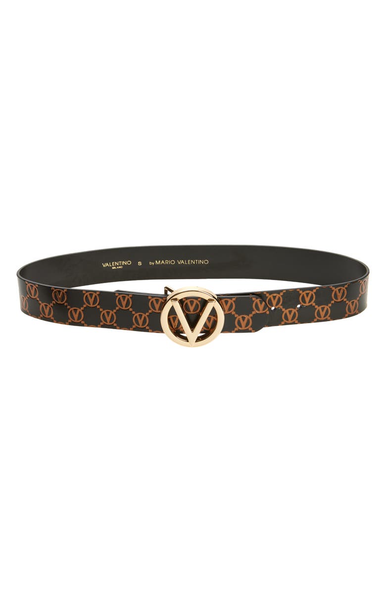 VALENTINO BY MARIO VALENTINO Giusy Monogram Logo Buckle Belt, Main, color, Black