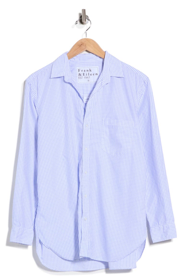 Boyfriend Button-Up Shirt, Alternate, color, BLUE WHITE CHECK