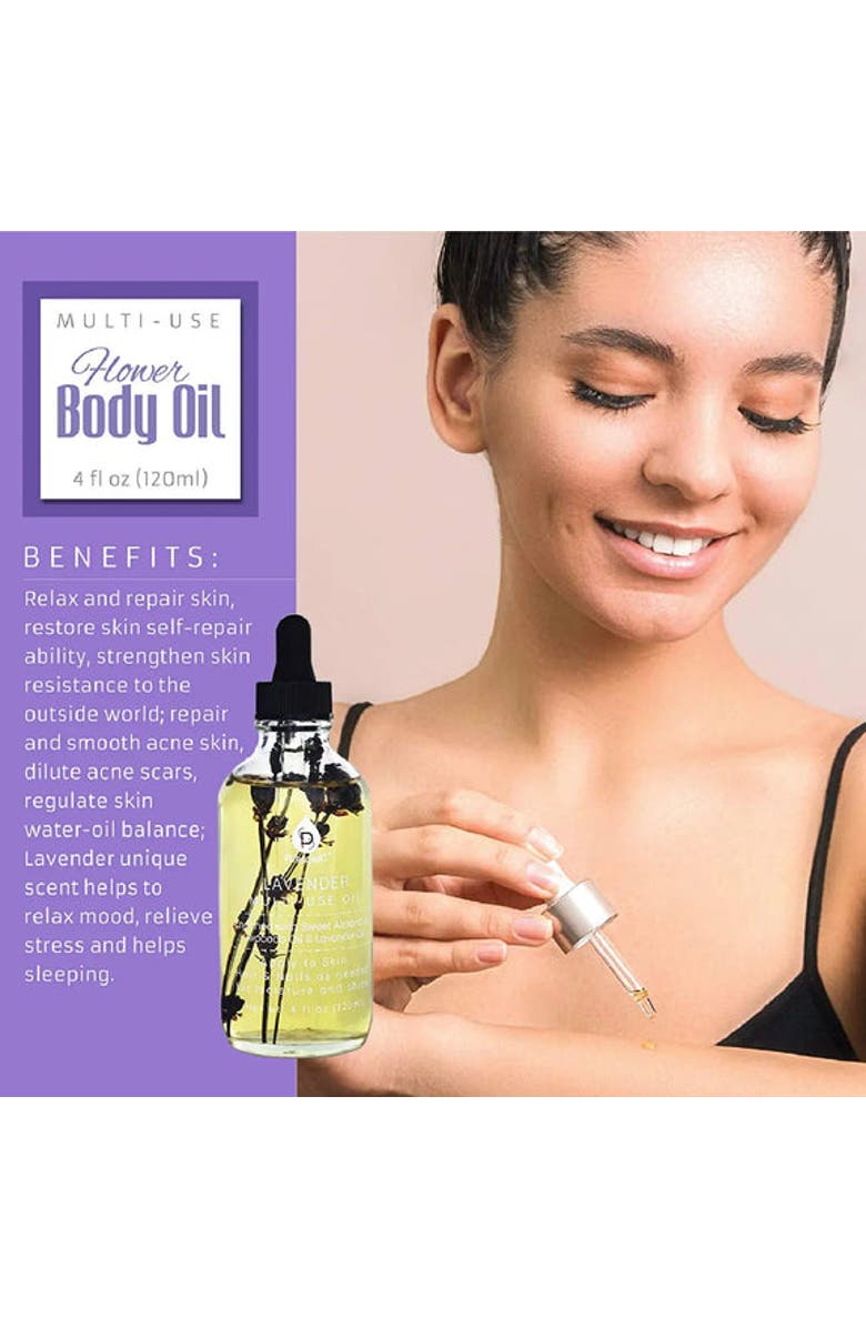 PURSONIC Lavendar Flower Multi Use Body Oils 4 Oz, Alternate, color, Purple