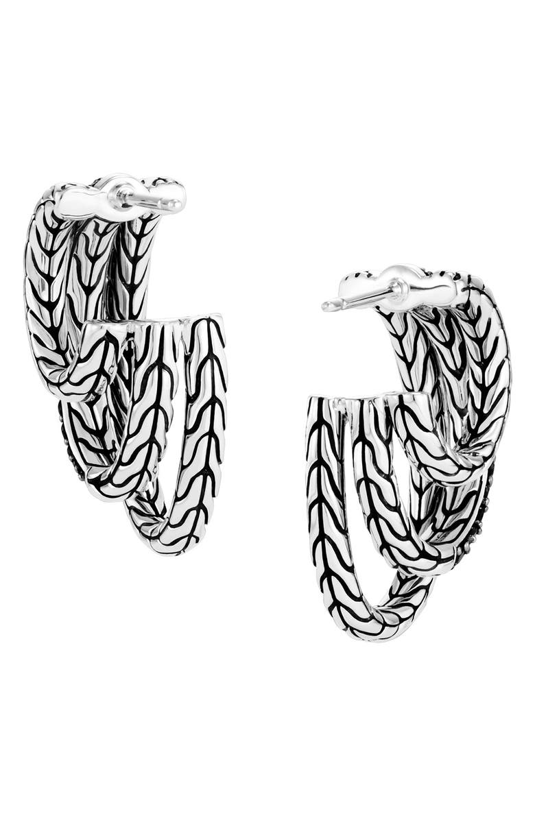 John Hardy Classic Chain Black Sapphire Pavé Multihoop Earrings, Alternate, color,