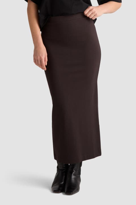 Lala Straight Jersey Midi Skirt