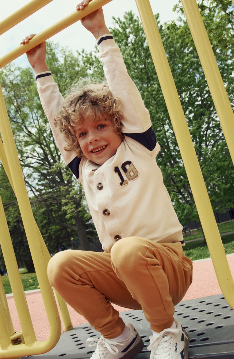 MILES THE LABEL Kids' Varsity Cotton Cardigan, Alternate, color, Beige