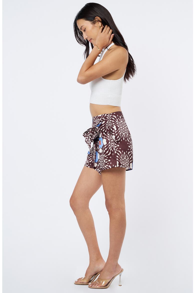 Logan Print Tie Waist Shorts, Alternate, color, BROWN MULTI