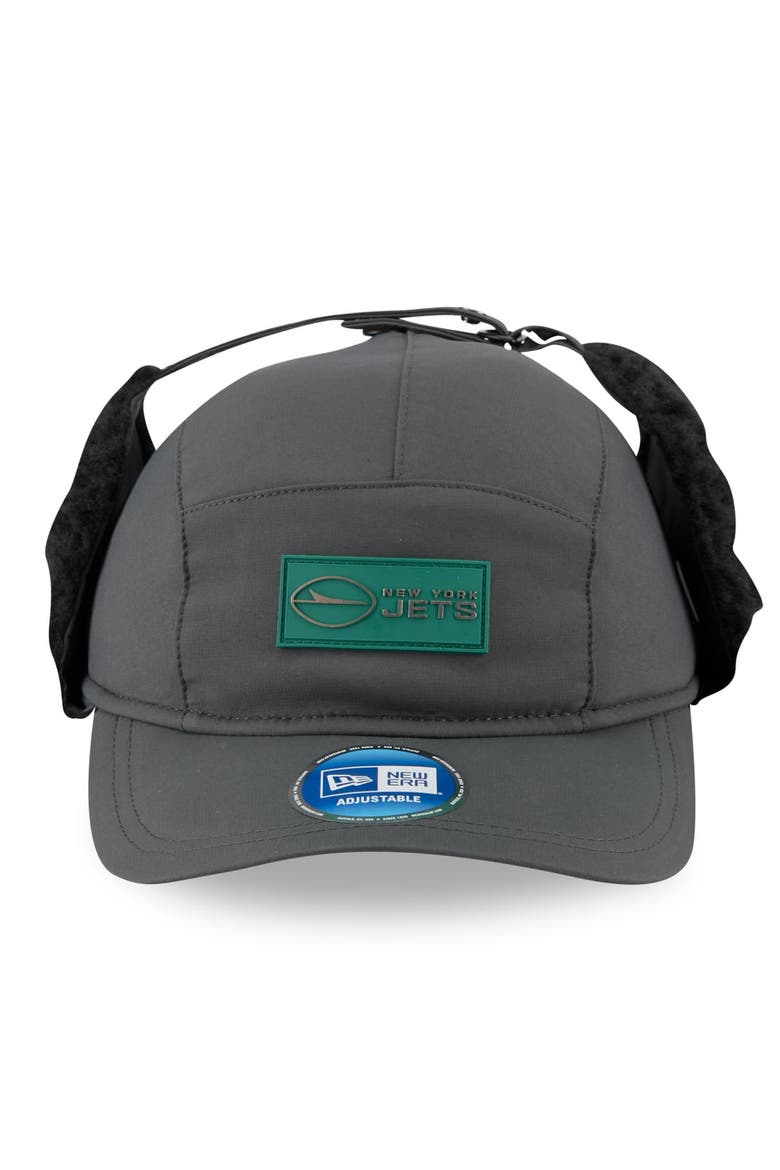 Men's New Era Charcoal New York Jets 2025 Sideline Cold Weather Runner Dog Ear Adjustable Hat, Alternate, color, Charcoal