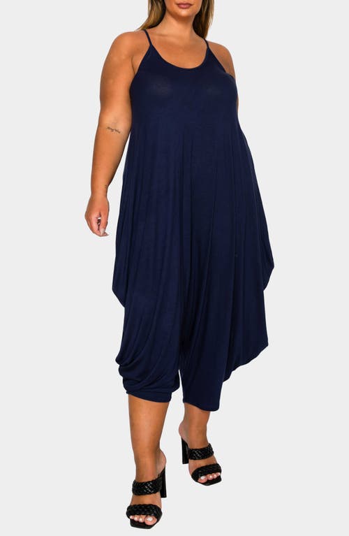 L I V D Quinn Pocket Balloon Leg Jumpsuit In Blue