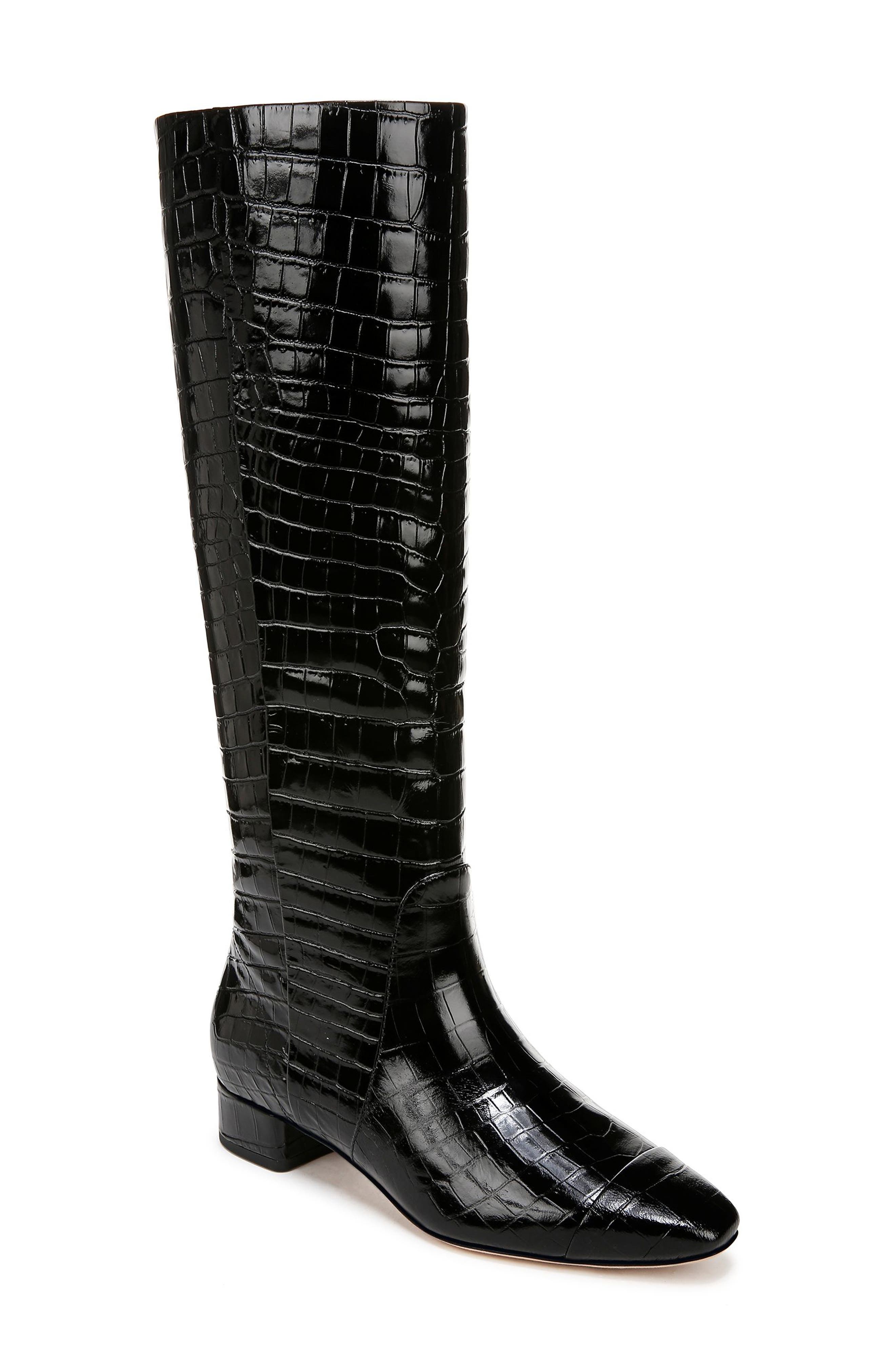 Veronica Beard Cecile Croc Embossed Knee High Boot