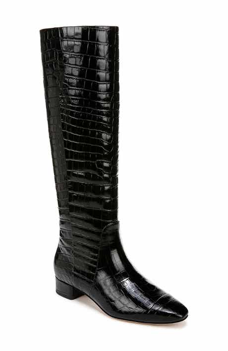 Veronica Beard Cecile Croc Embossed Knee High Boot