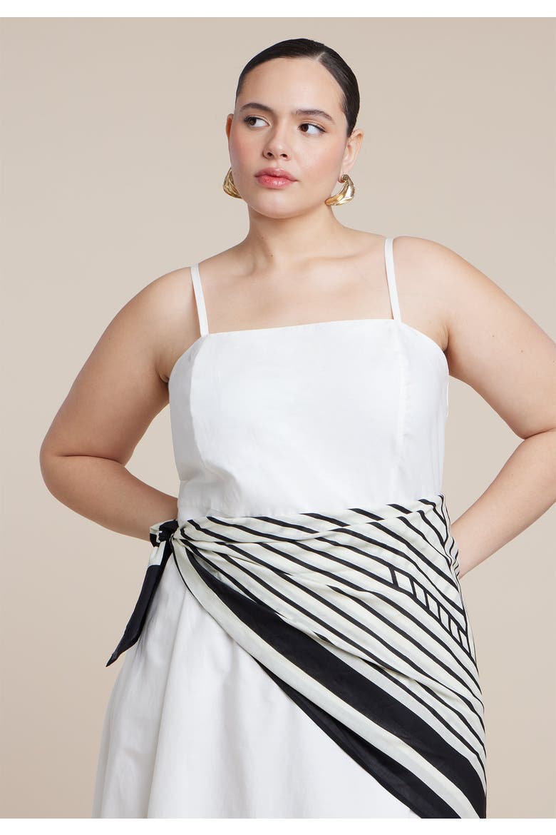 Scarf Detail Midi Dress, Alternate, color, COCONUT MILK