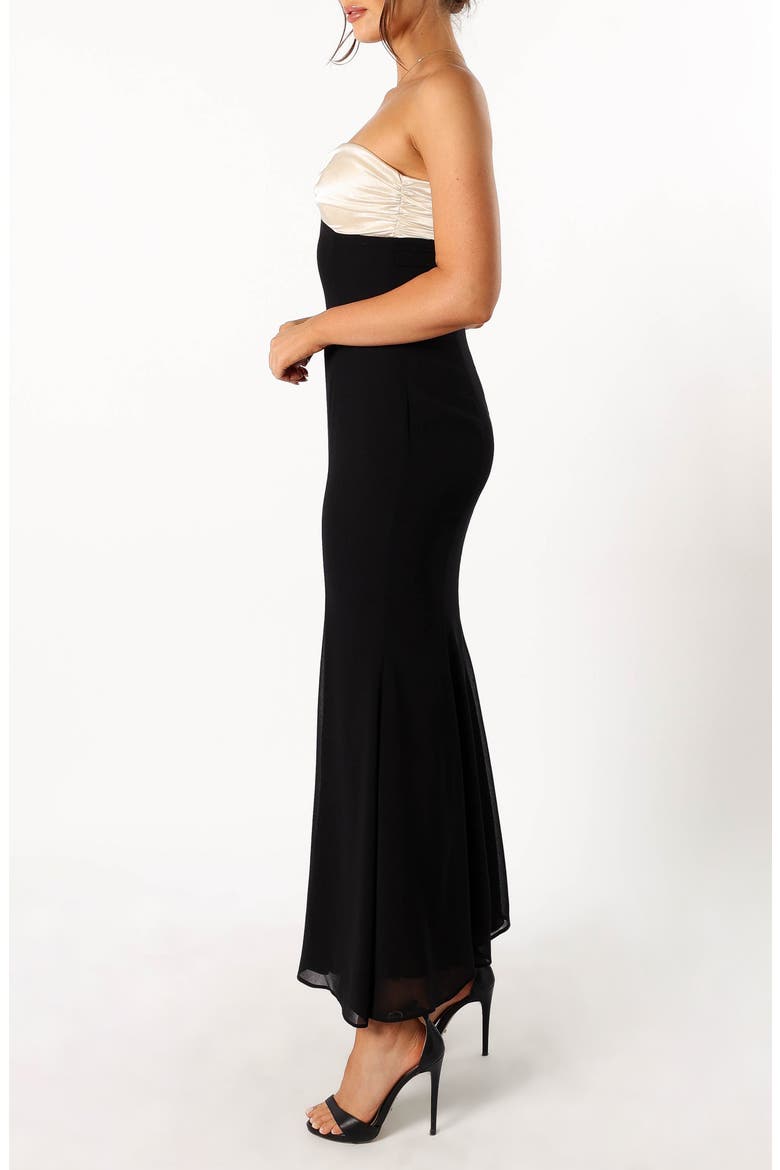 Cecilia Two Tone Strapless Maxi Dress, Alternate, color, BLACK