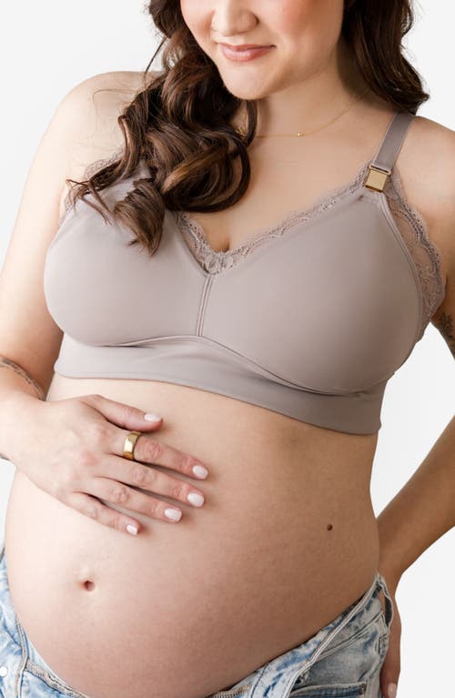 Davin & Adley Busty Size - Ella Maternity & Nursing Lace Bralette in Stone  product