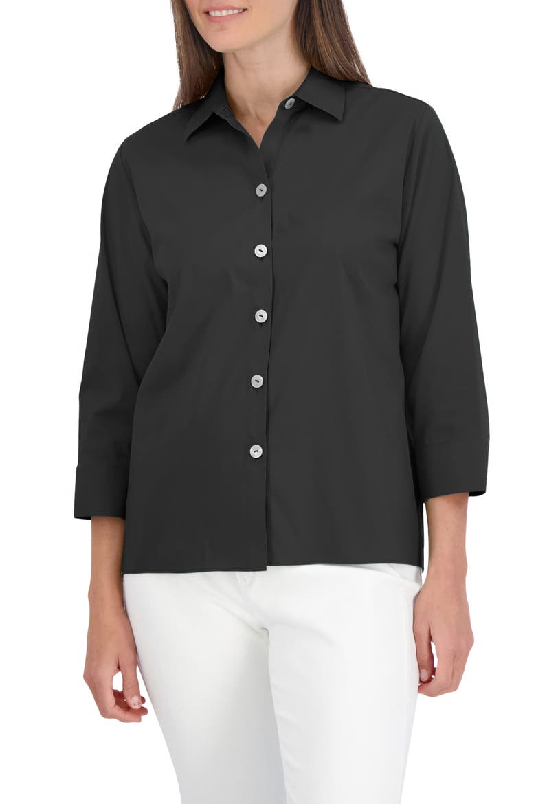 Kelly Button-Up Shirt, Main, color, BLACK