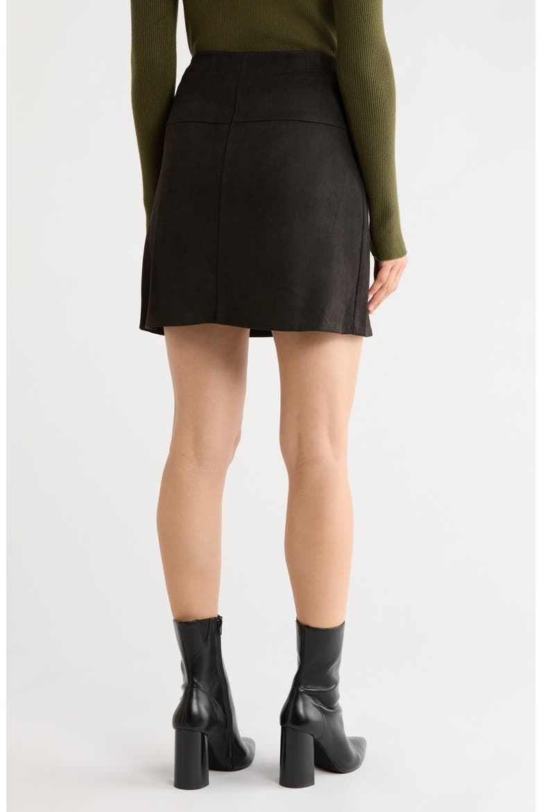 Faux Suede A-Line Miniskirt, Alternate, color, BLACK-BLACK