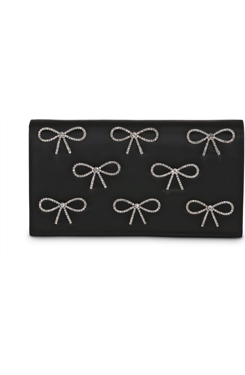Jewel Badgley Mischka Julia Crystal Bow Flap Clutch, Main, color, Black