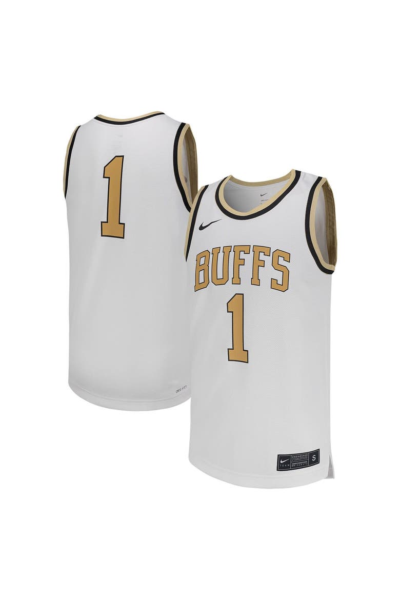 Men's Nike #1 White Colorado Buffaloes Replica Basketball Jersey, Main, color, White