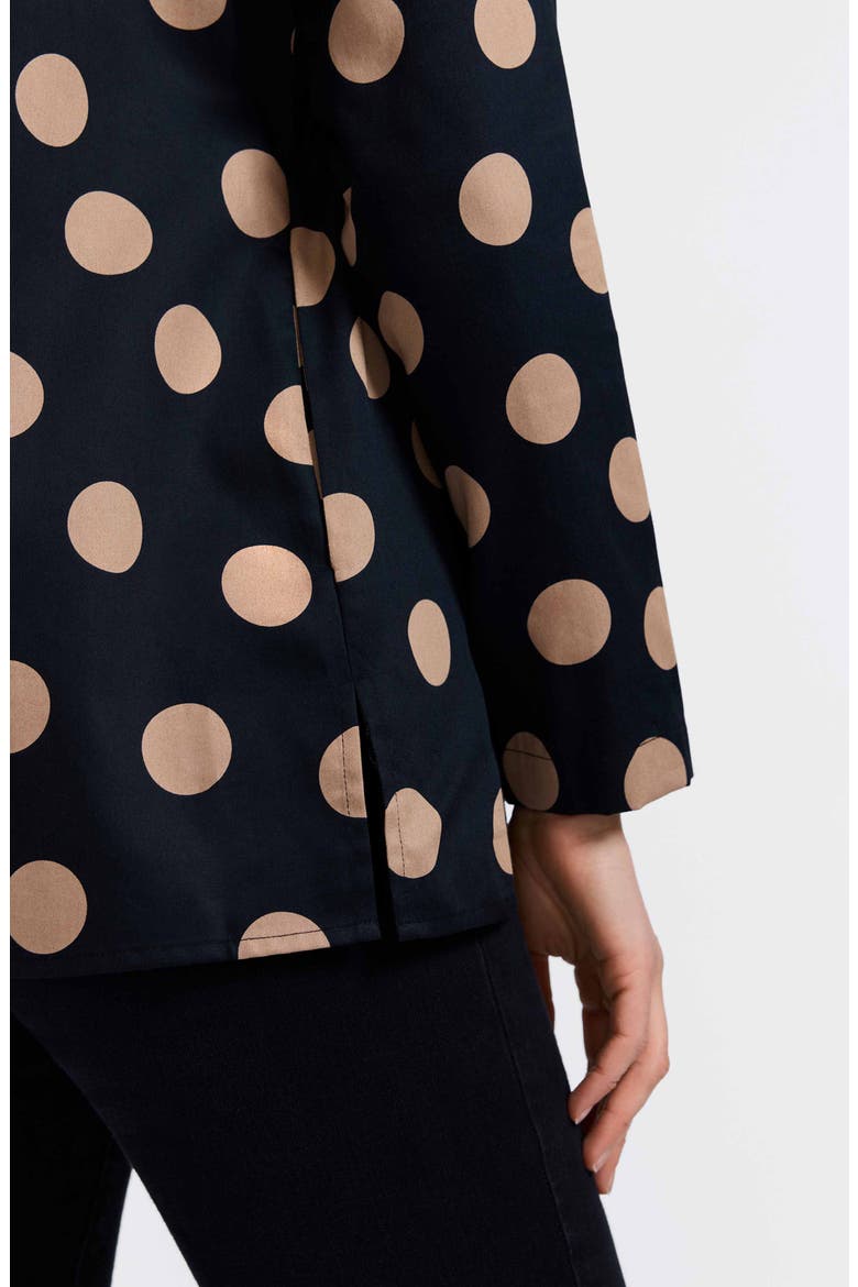 Carolina Dot Print Cotton Button-Up Shirt, Alternate, color, BLACK/ ALMOND