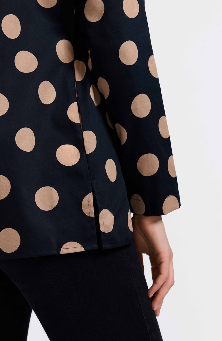 Foxcroft Carolina Dot Print Cotton Button-Up Shirt, Alternate, color, Black/ Almond