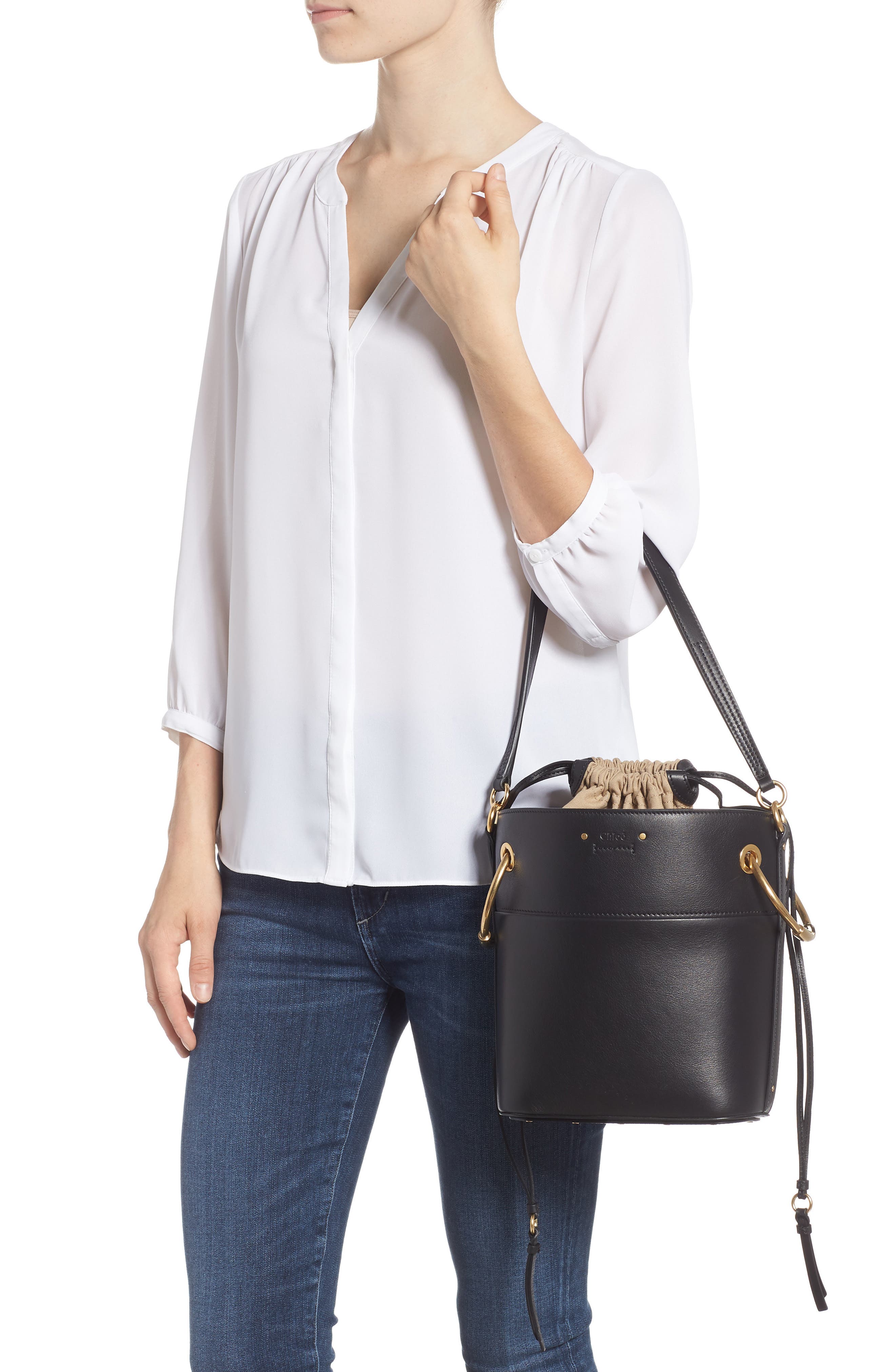 Chloé Roy Small Leather Bucket Bag, Alternate, color, 