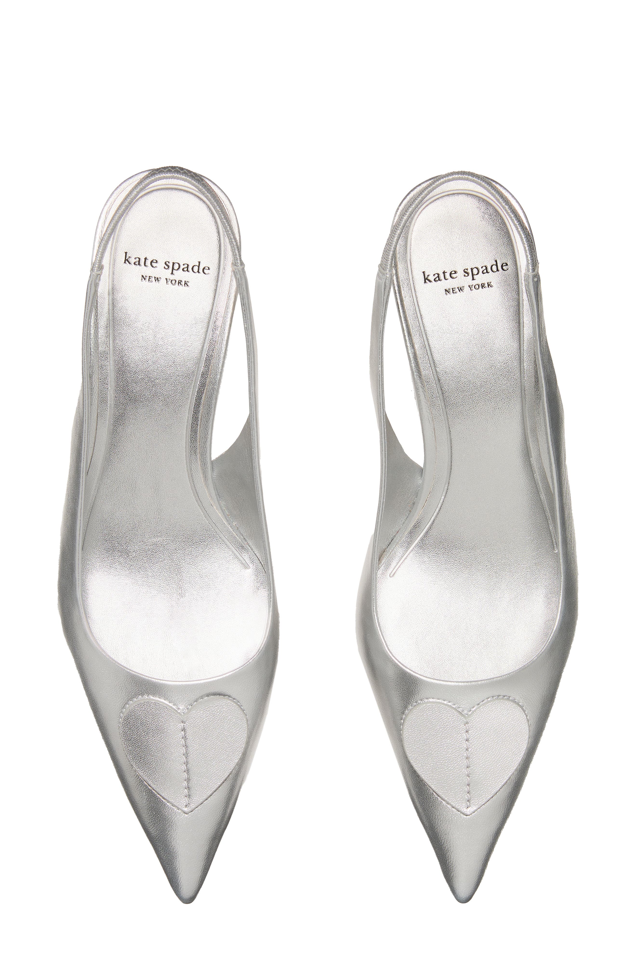 Kate Spade New York lover metallic leather slingback pump, Alternate, color, Silver