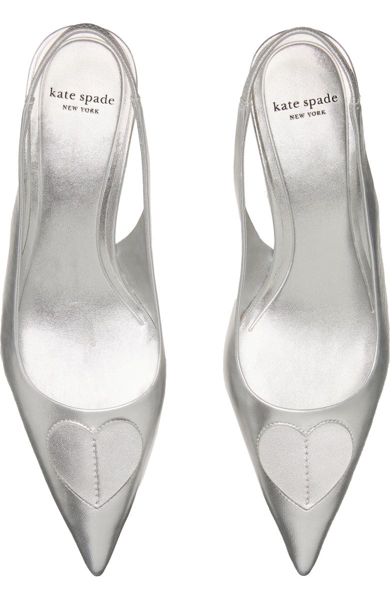 Kate Spade New York lover metallic leather slingback pump, Alternate, color, Silver
