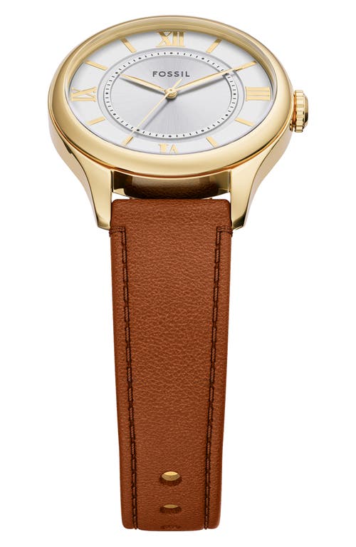 Fossil Women's Eevie Three-hand Date, Gold-tone Stainless Steel Watch In Brown