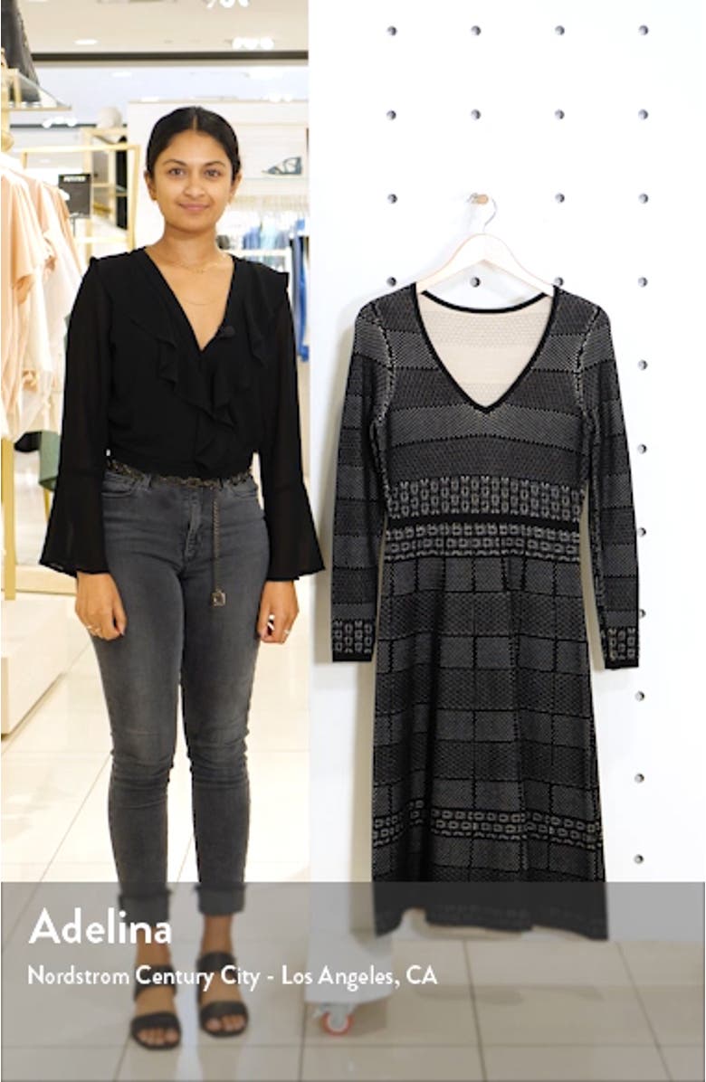 Heidi Mixed Stitch Long Sleeve Sweater Dress, sales video thumbnail