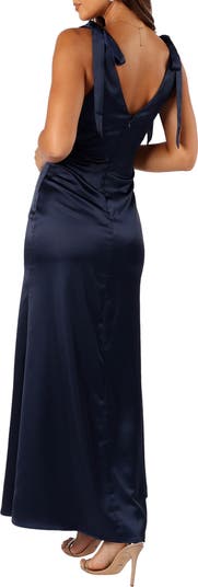 Xavier Bow Strap Satin Gown
