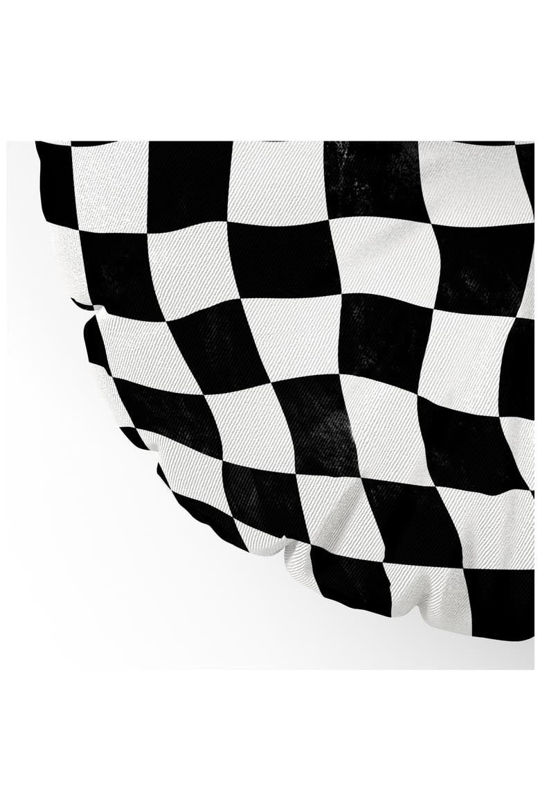 Warped Checkerboard Floor Pillow, Alternate, color, BLACK-WHITE