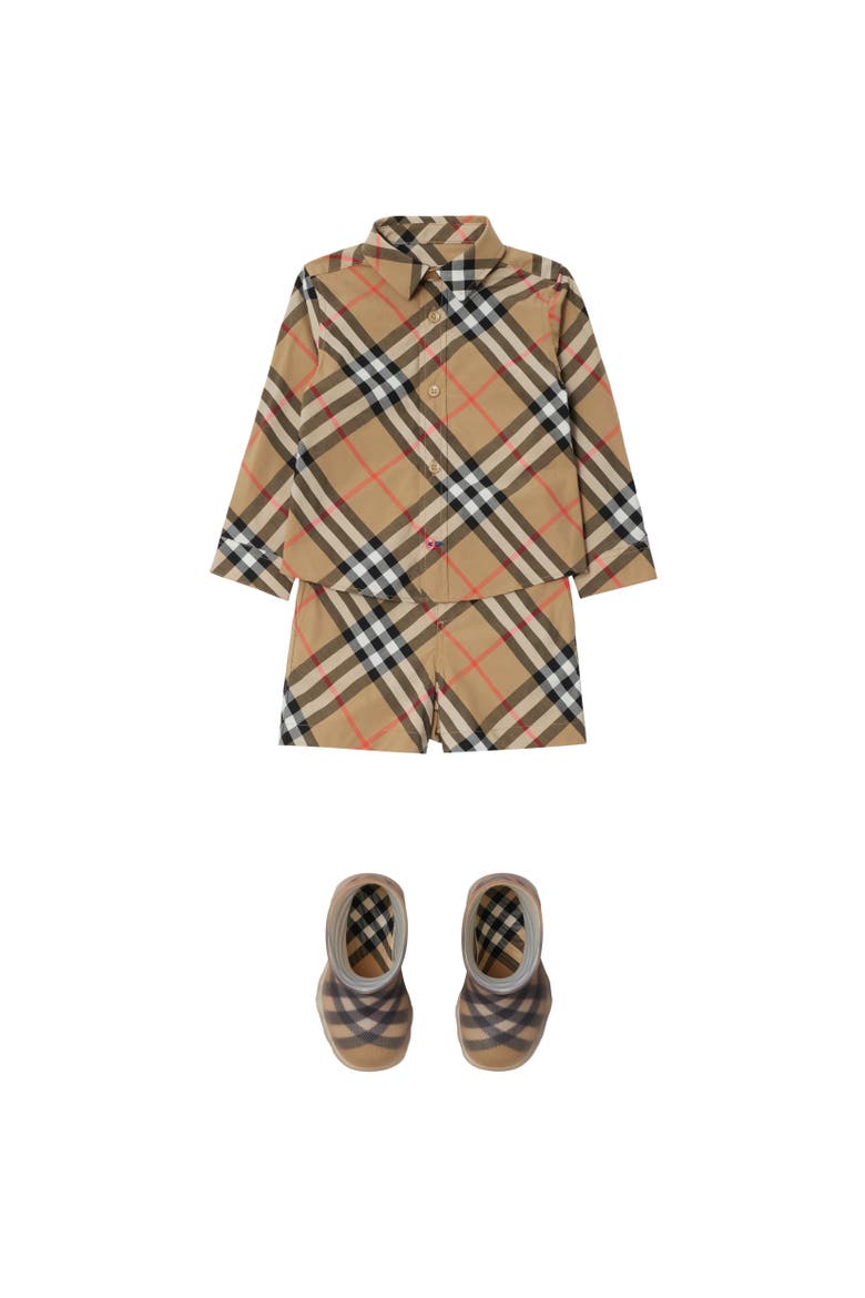 Check Cotton Shirt, Alternate, color, Sand beige