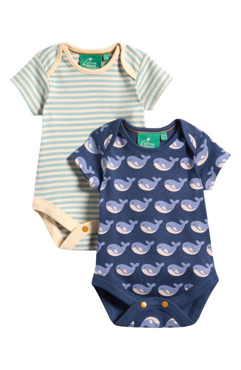 Whales Assorted 2-Pack Organic Cotton Bodysuits (Baby)